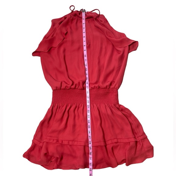 Parker Coral Pink Blouson Halter Mini Dress Size M - Picture 7 of 10